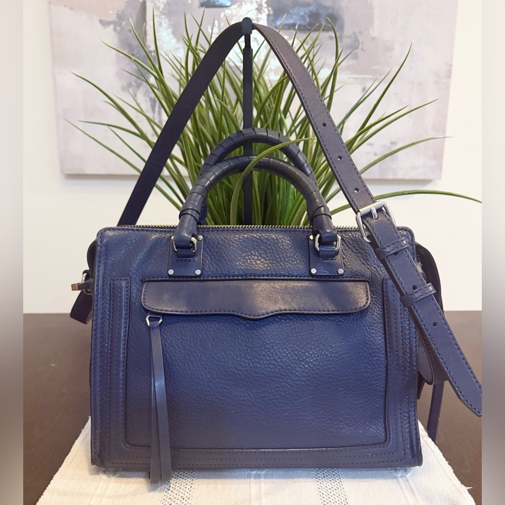 Rebecca Minkoff Navy Blue Satchel with Top Handles and Strap
